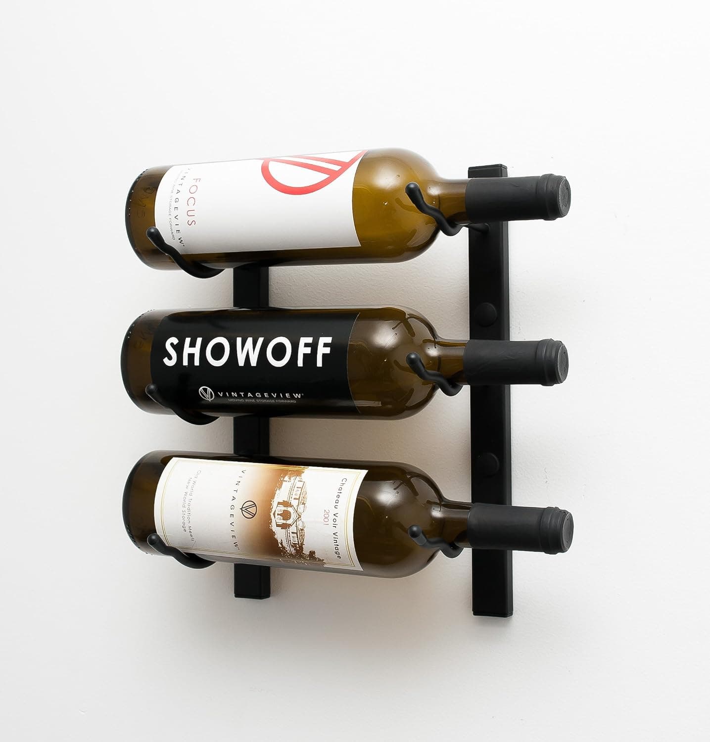 VintageView W Series Wine Rack 1-3 Bottle Wall Mounted (Matte Black)