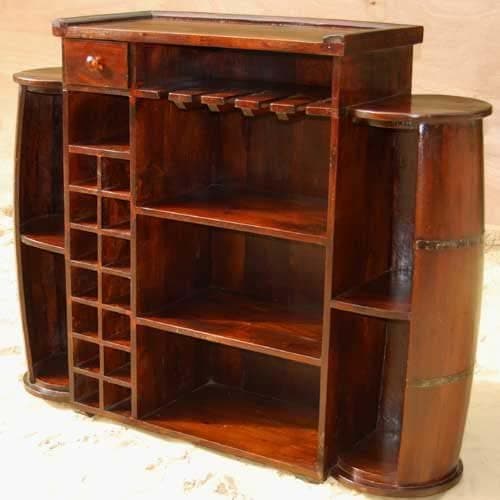 Wood Home Pub Bar Storage Wine Rack Liquor Cabinet