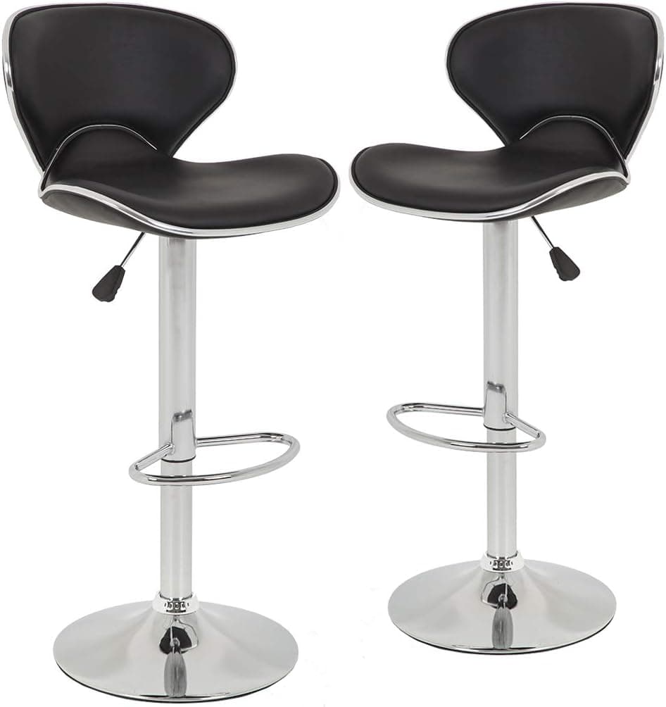 BestOffice Bar Stools Set of 2, Counter Height Adjustable PU Leather Swivel