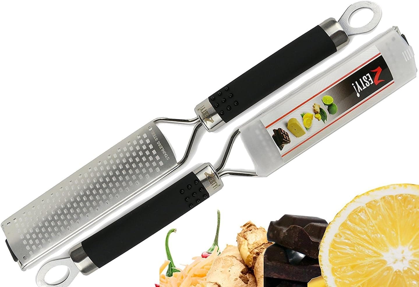 Citrus Lemon Zester & Cheese Grater, Stainless Steel Non-Slip