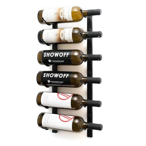 VintageView W Series Wine Rack 2 - Single Depth, Metal Wall Mounted Wine Rack - Modern, Easy Access Wine Storage - Space Saving Wine Rack with 6 Bottle Storage Capacity (Matte Black)