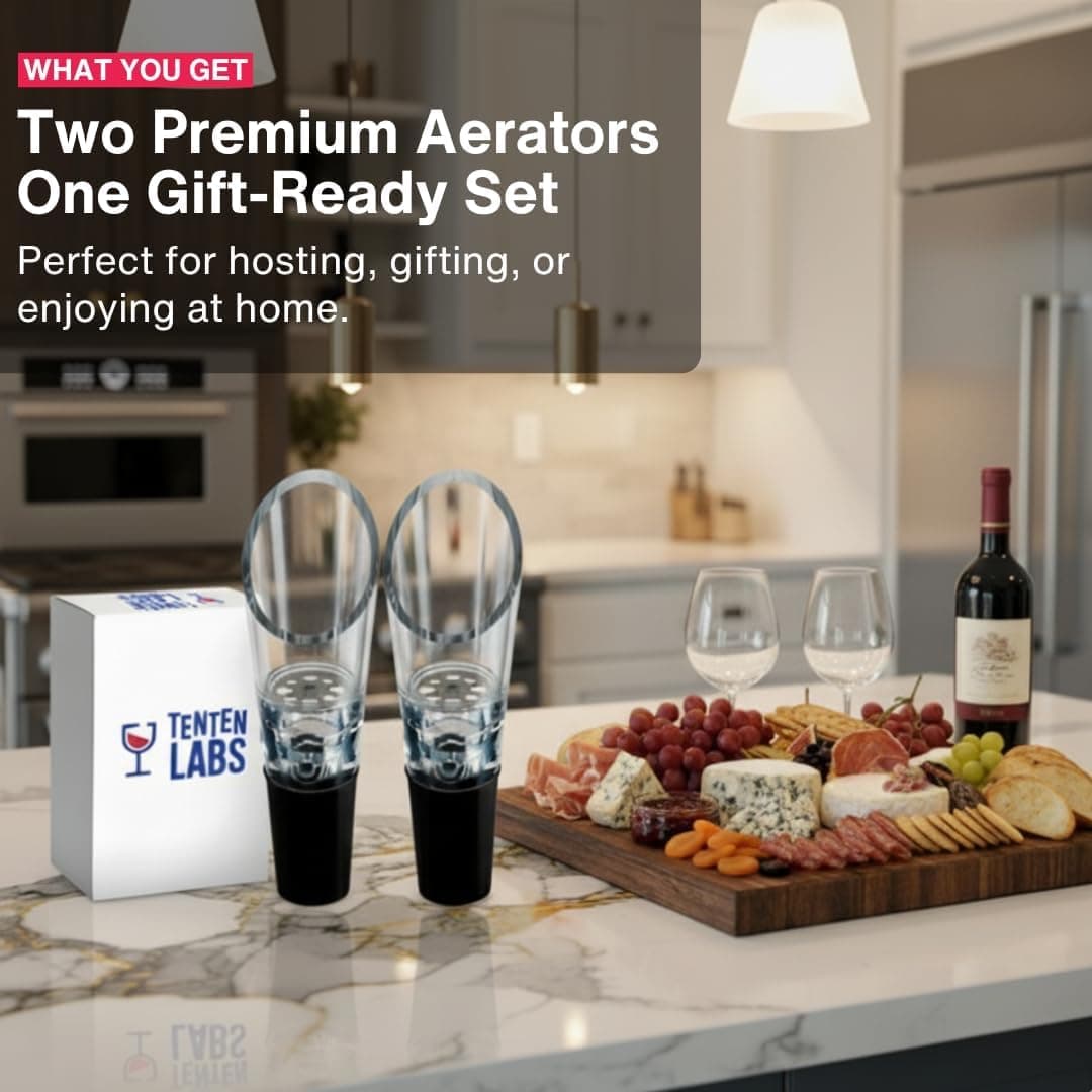 TenTen Labs Wine Aerator Pourer 2-Pack Decanter Spout