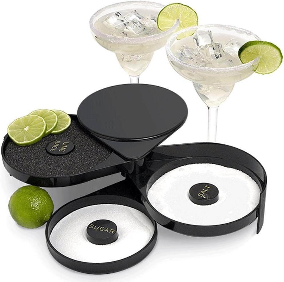 Greenco 3 Tier Bar Glass Rimmer Dish Set for Margarita Drink & Cocktail (Black)