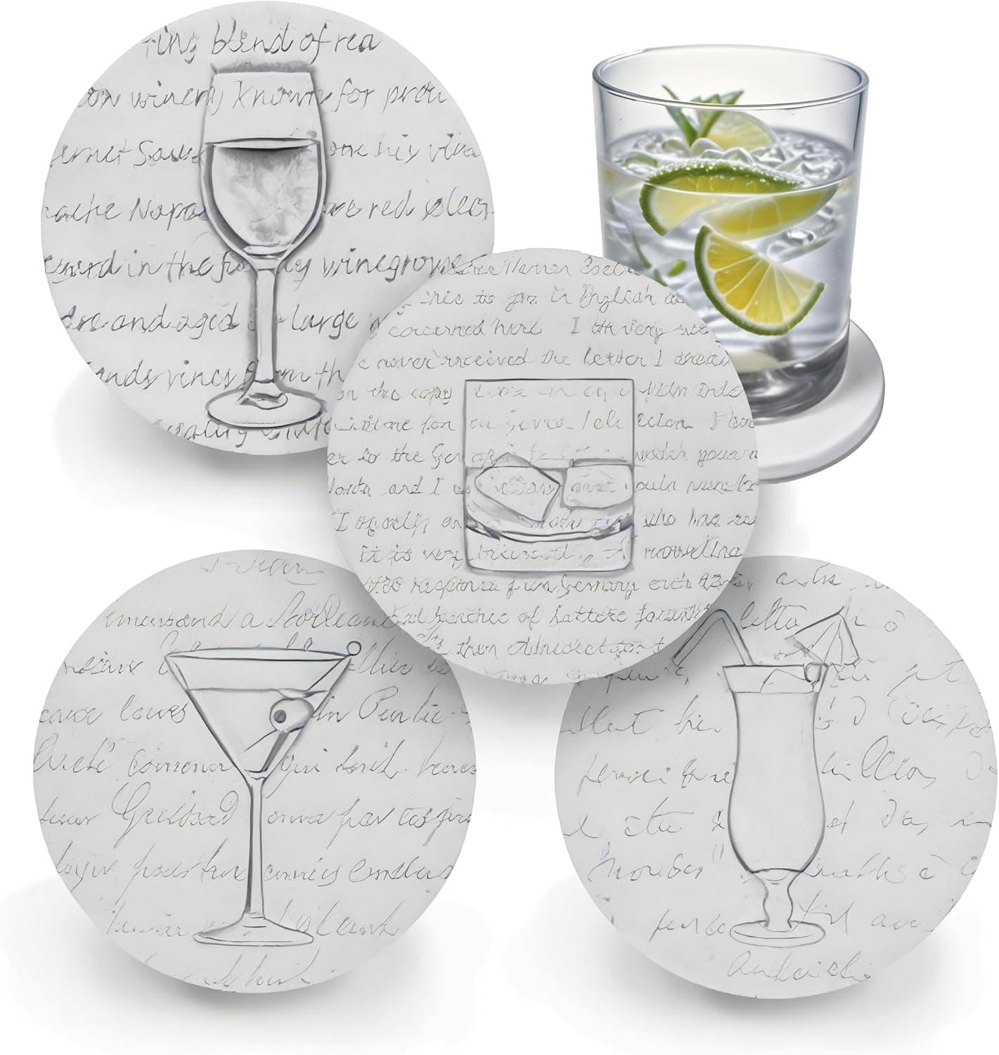 McCarter Cocktail Glasses Absorbent Drink Coasters Set of 4