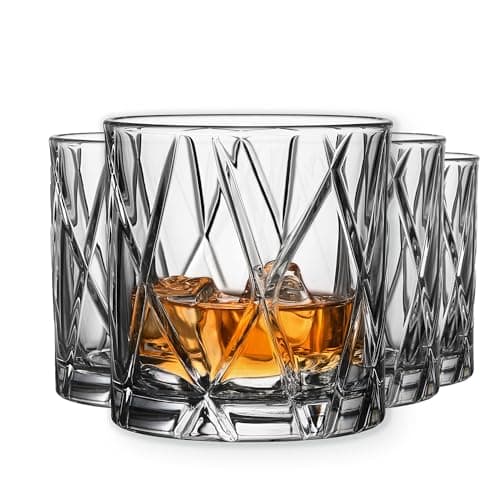 Orrefors City Double Old Fashioned Glass (Set of 4) - 11 Fl. Oz., Asymmetric Design, Glassware for Whiskey, Bourbon, Gin, Serving Cocktails & Margaritas, Dishwasher Safe