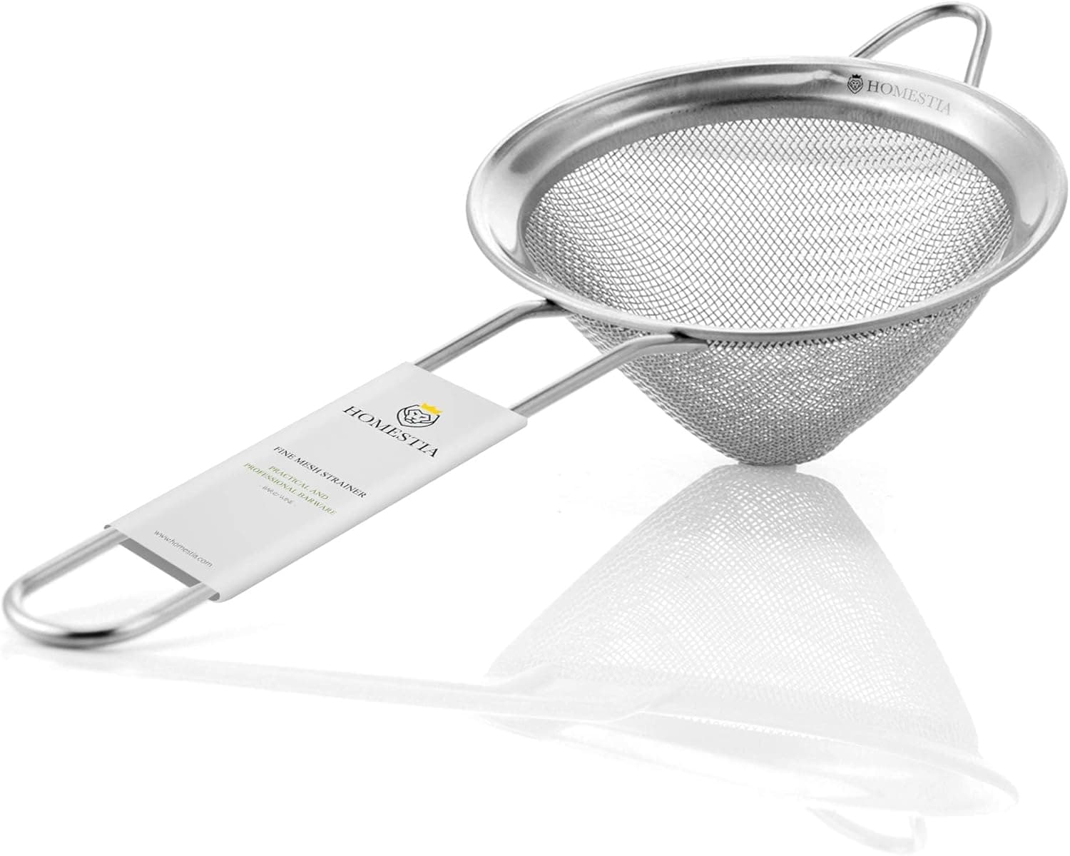 Homestia 3.3" Fine Mesh Strainer, 304 Stainless Steel Cocktail Sieve, Silver