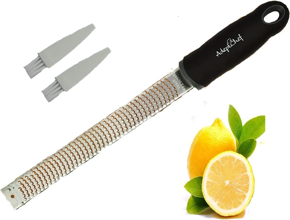AdeptChef Citrus Lemon Zester & Cheese Grater, Stainless Steel