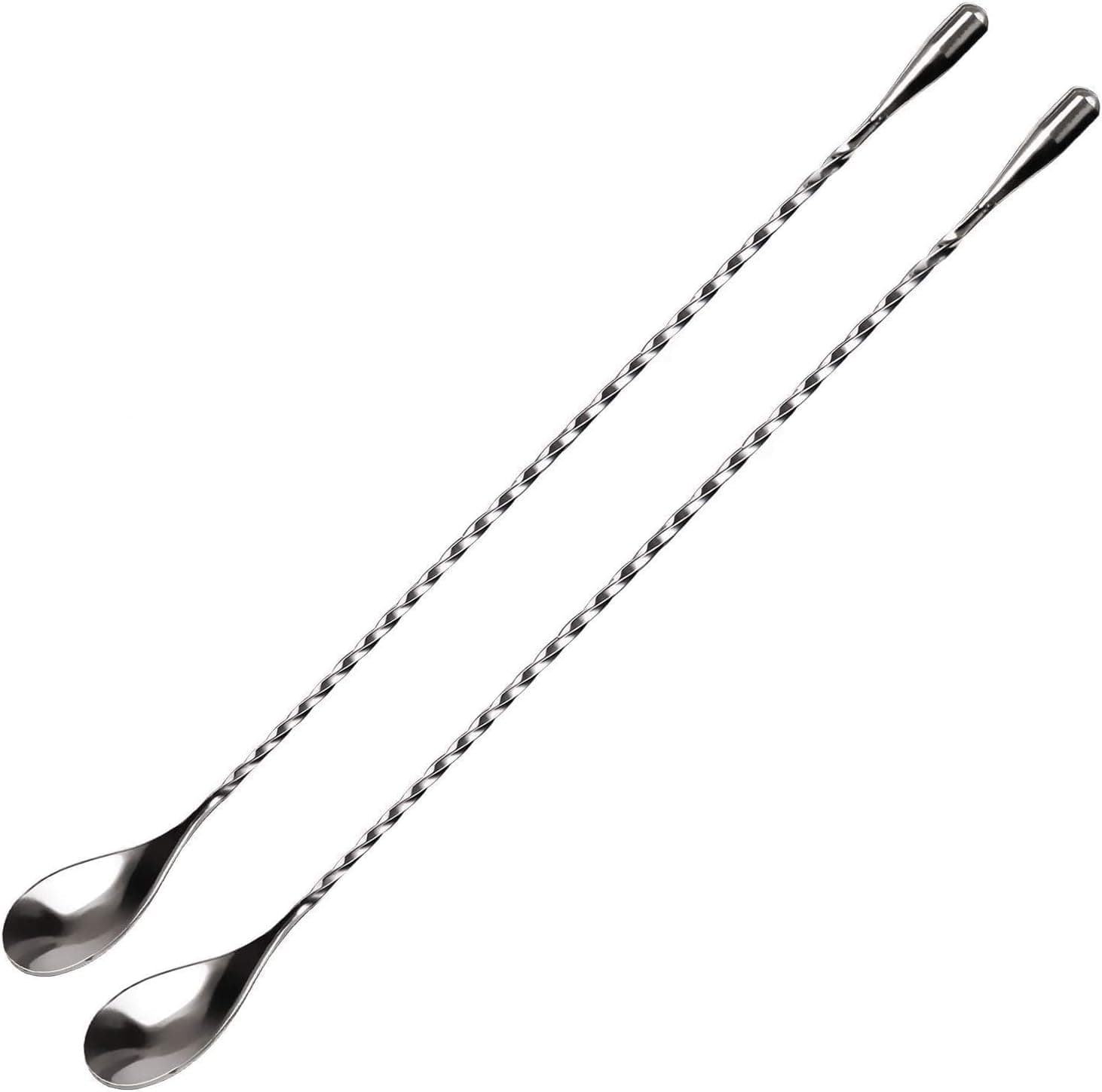 Mixing Spoon Stainless Steel Set of 2, Japanese Style Teardrop End Design, 12 Inches