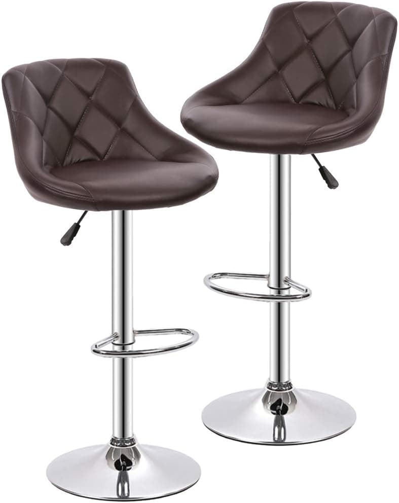 BestOffice Counter Height Bar Stools Set of 2, Adjustable Swivel with Back