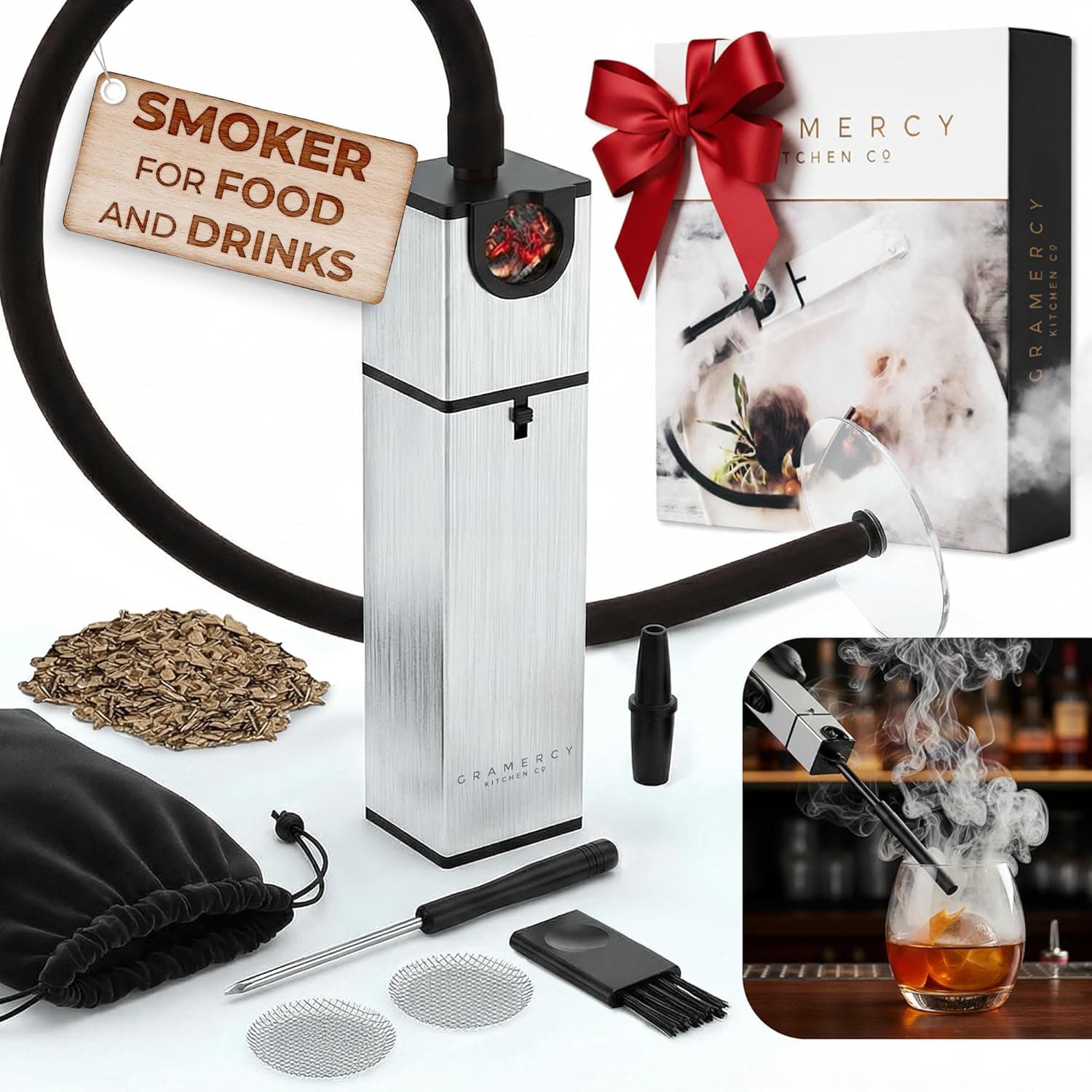 Cocktail Smoker Kit - Indoor Drink & Food Infuser with Wood Chips