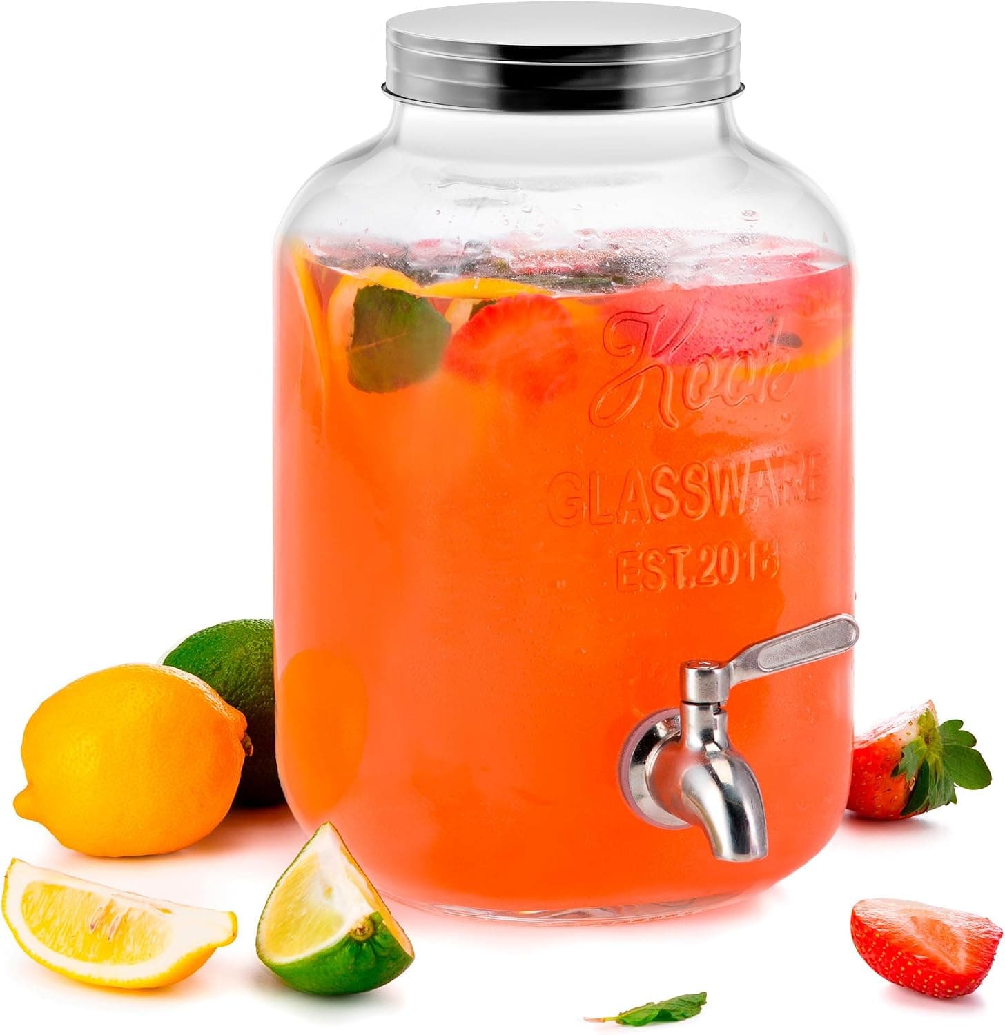 Kook Glass Drink Dispenser with Steel Spigot 1 Gallon