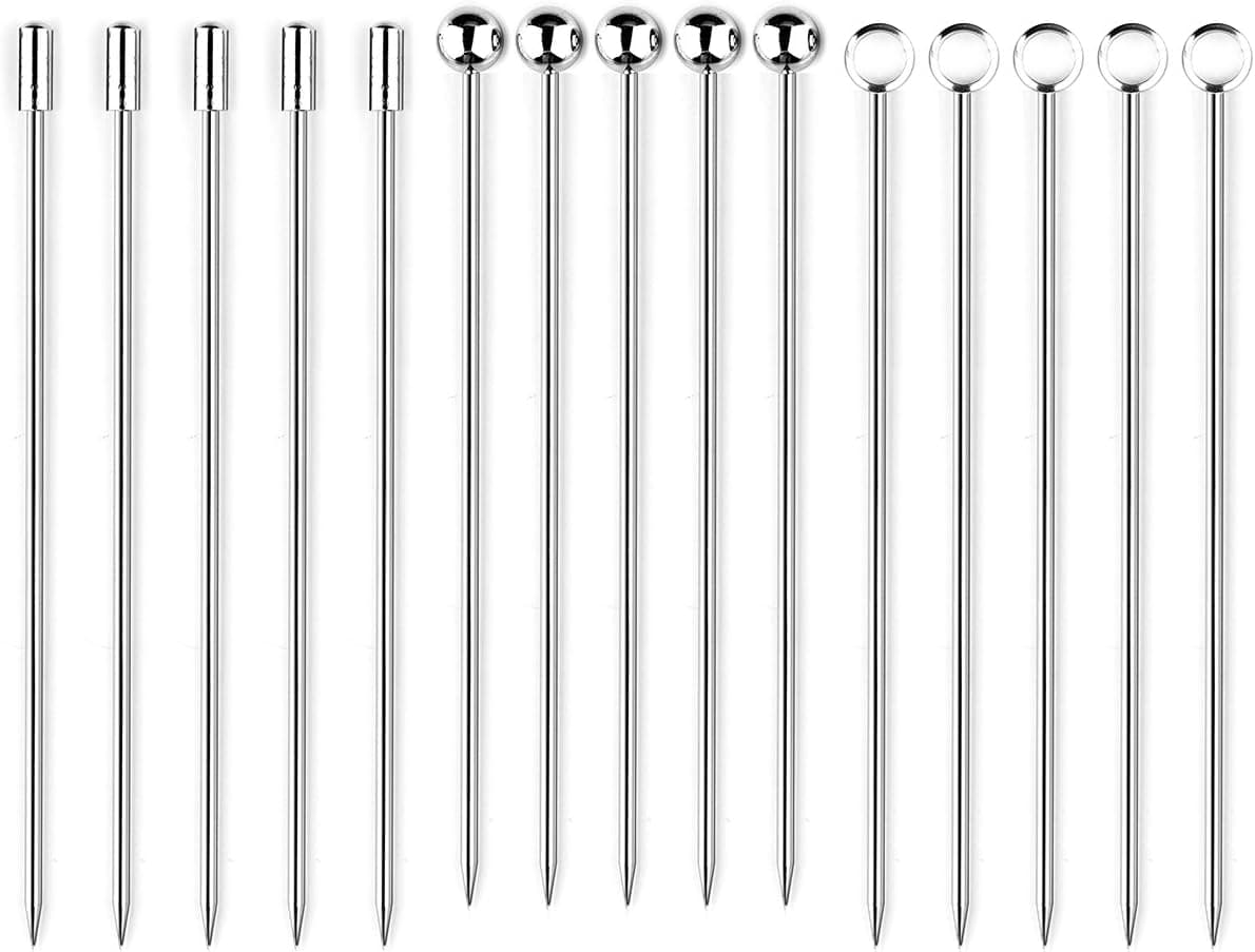I-MART 15 Pack Stainless Steel Cocktail Picks Martini Olive Skewers