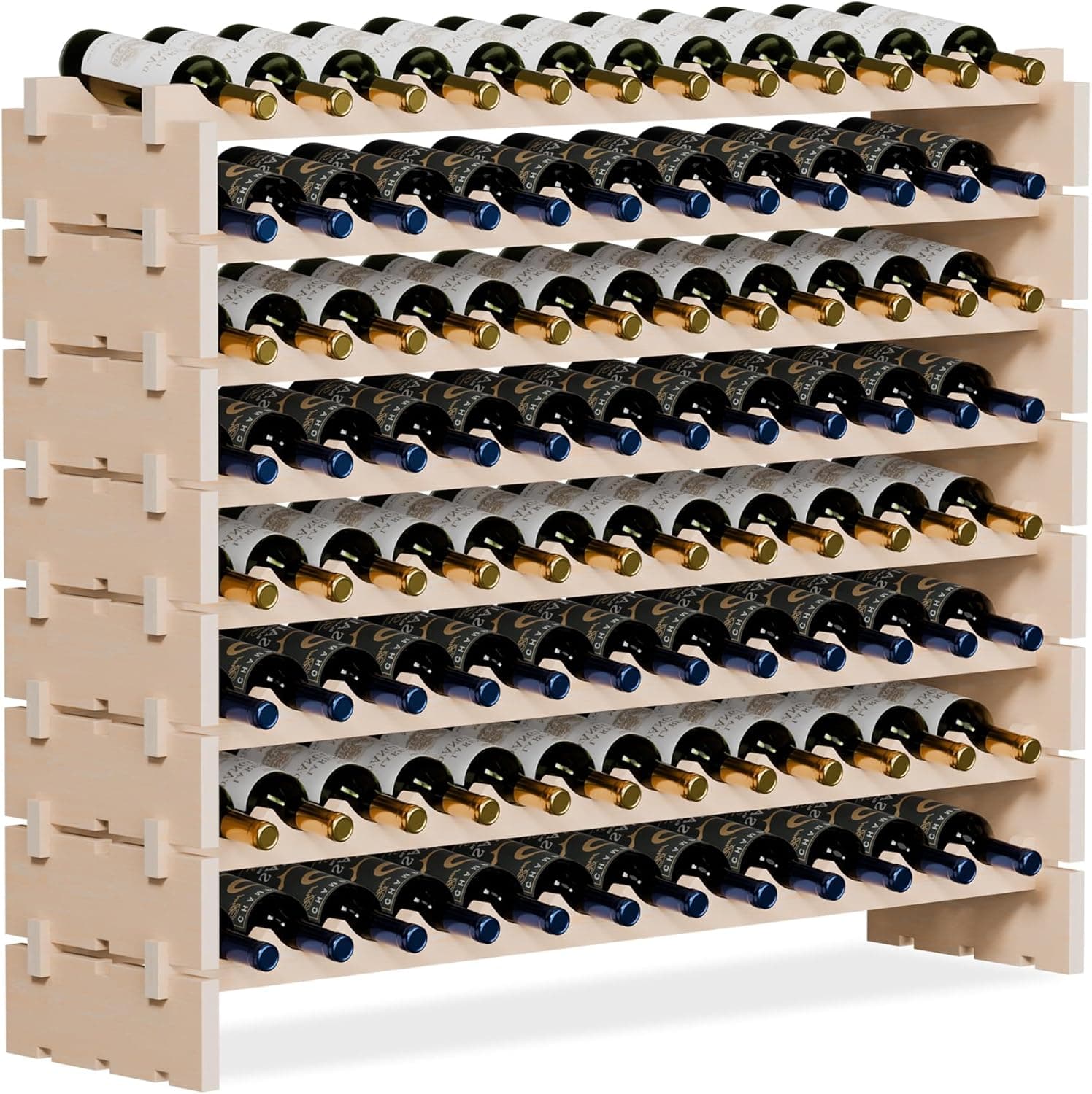 Smartxchoices 96 Bottle Stackable Modular 8-Tier Wooden Wine Rack