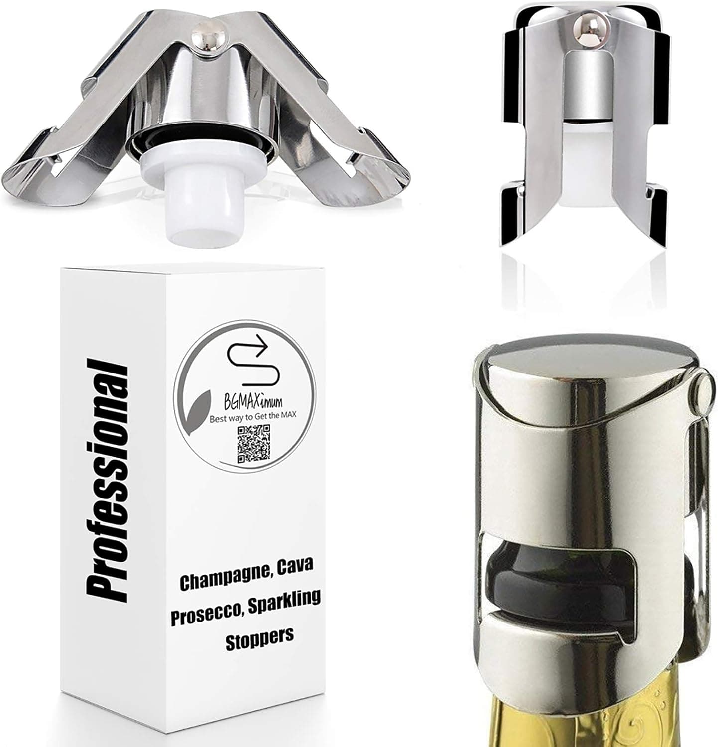 BGMAX Champagne Sealer Stopper, Stainless Steel 3 Pack