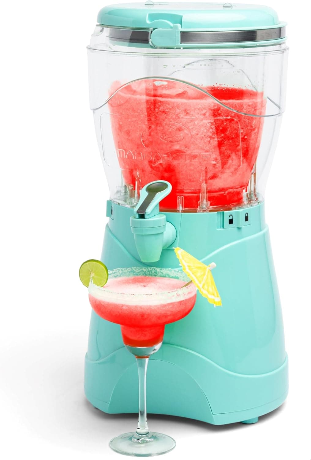Nostalgia Frozen Drink Maker and Margarita Machine, 128 oz Slushy Maker, MSB1AQ, Aqua