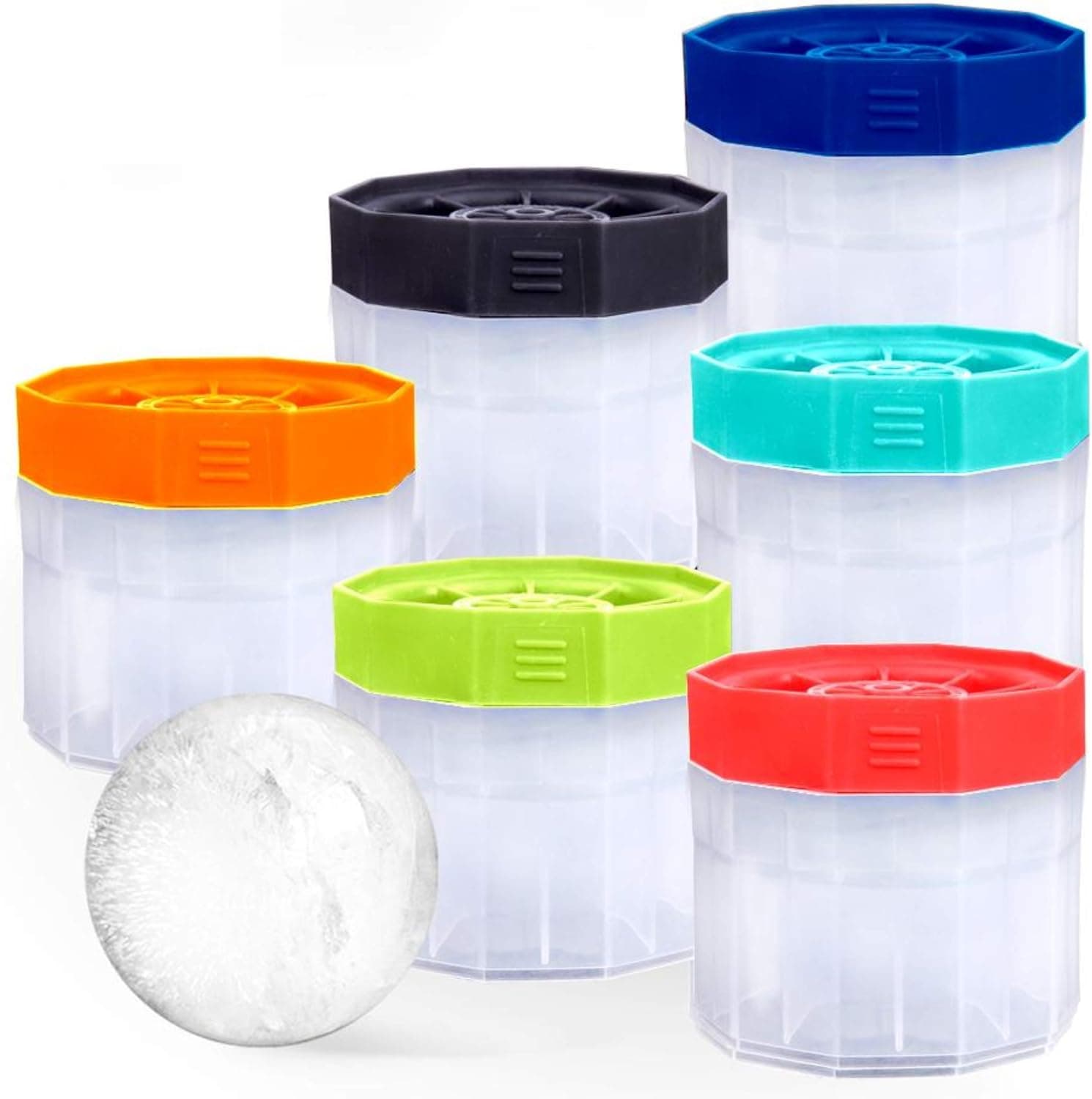 PREMIUM Ice Ball Molds, Round 2.5 Inch Spheres, Stackable (6-Pack)