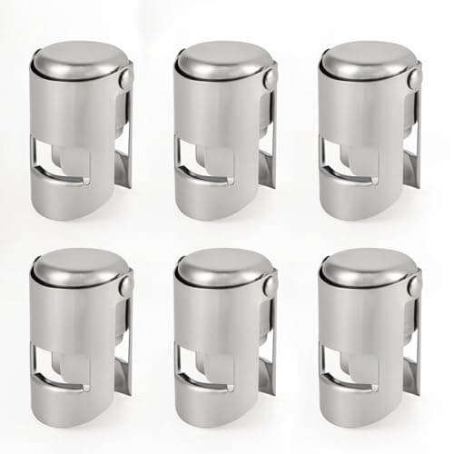 I-MART Pack of 6 Stainless Steel Champagne Stoppers, Prosecco, Sparkling Wine Bottle Stopper, Cork
