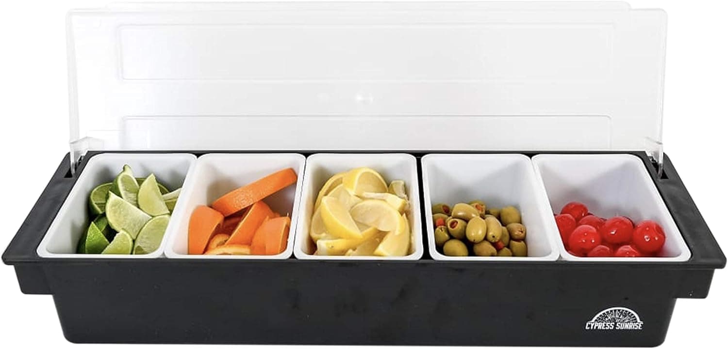 Fruit, Veggie & Condiment Caddy with Lid, 5 x 20 Oz Compartments
