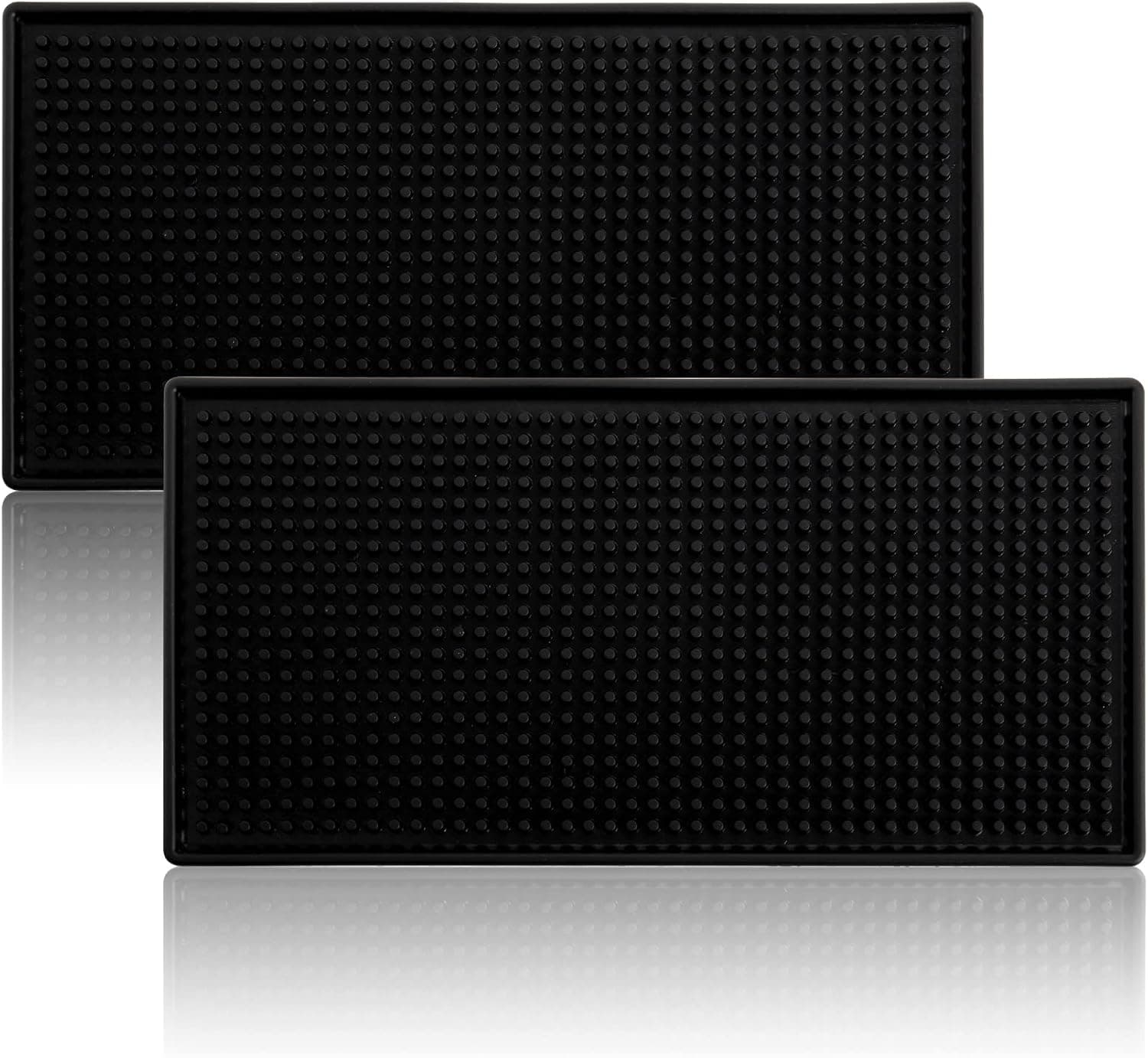 Tebery 2 Pack Rubber Bar Mats, Non-Slip 12 x 6 Inch Black