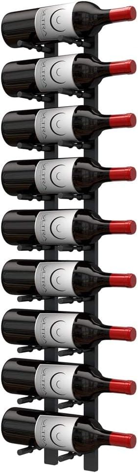 Ultra Wine Racks Wall Mounted Label-Out Rack (9 Bottles, Matte Black)
