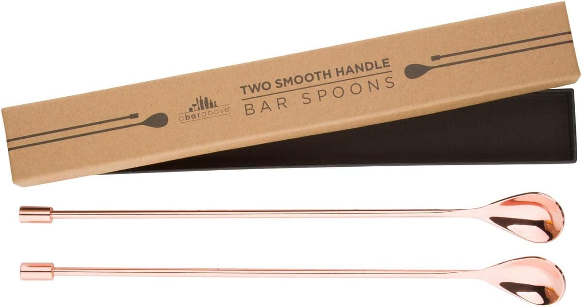 A Bar Above Copper Stainless Steel Cocktail Stirrer Spoon Set, 12 Inches, Set of 2