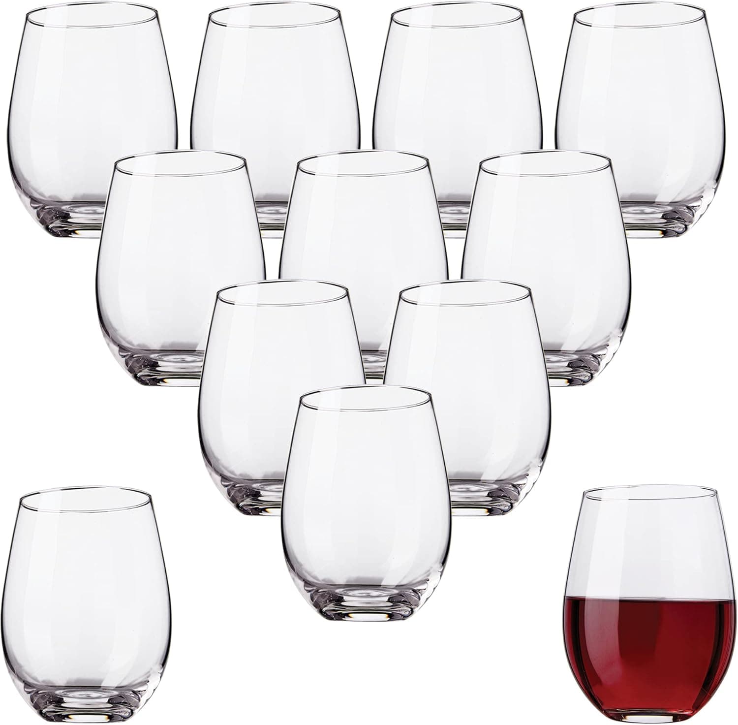 Kitchen Lux Stemless Wine Glasses Set of 12, 18oz, Cocktail Tumbler
