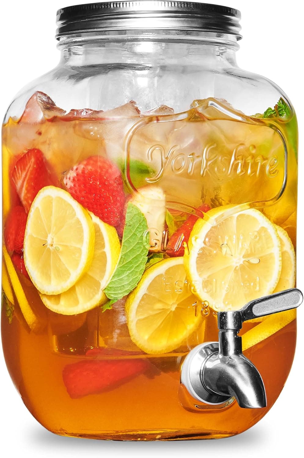 FineDine Glass Drink Dispenser with Stand & Spigot 1 Gallon