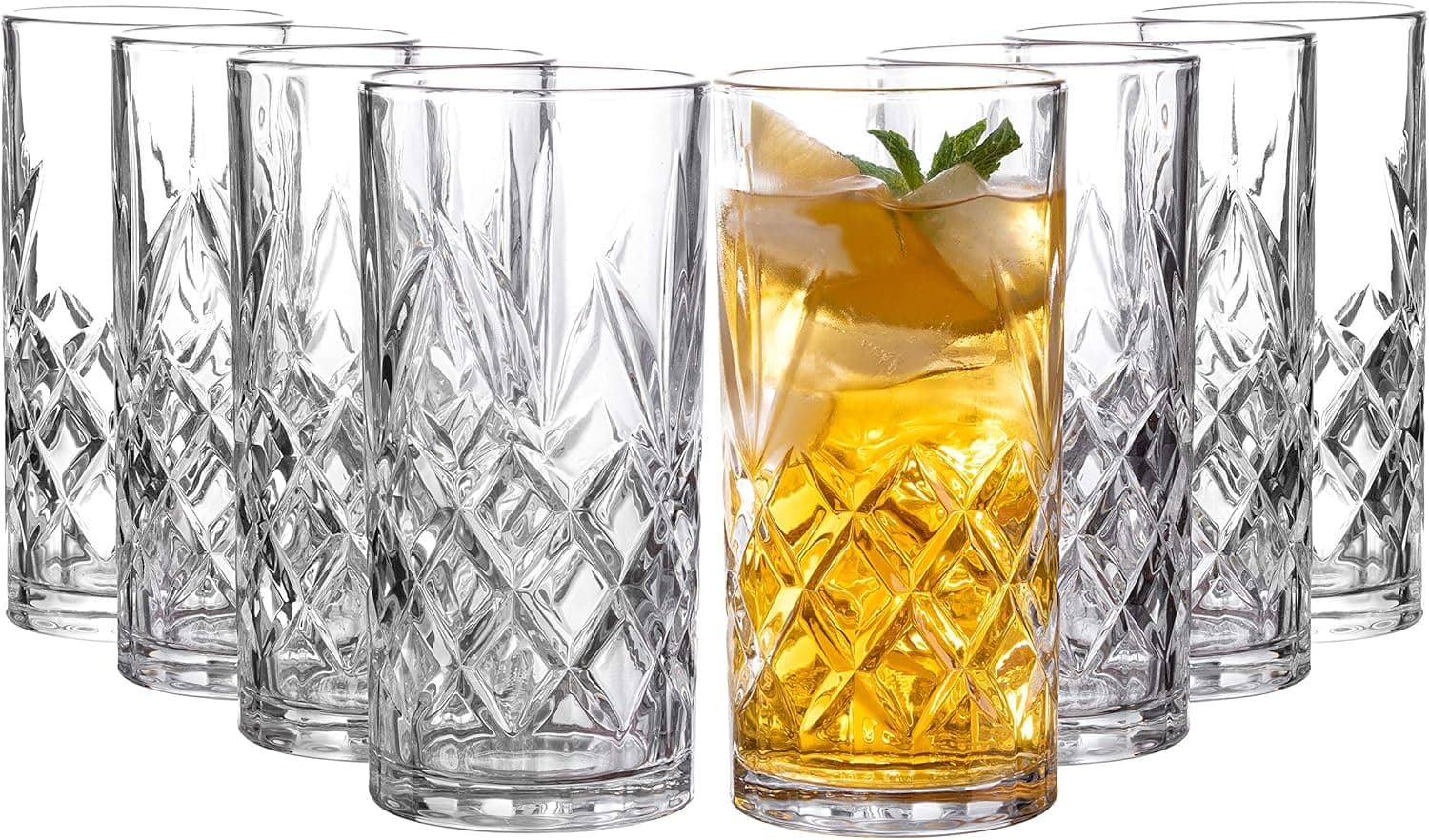Royalty Art Kinsley Tall Highball Glasses Set of 8 12 Ounce