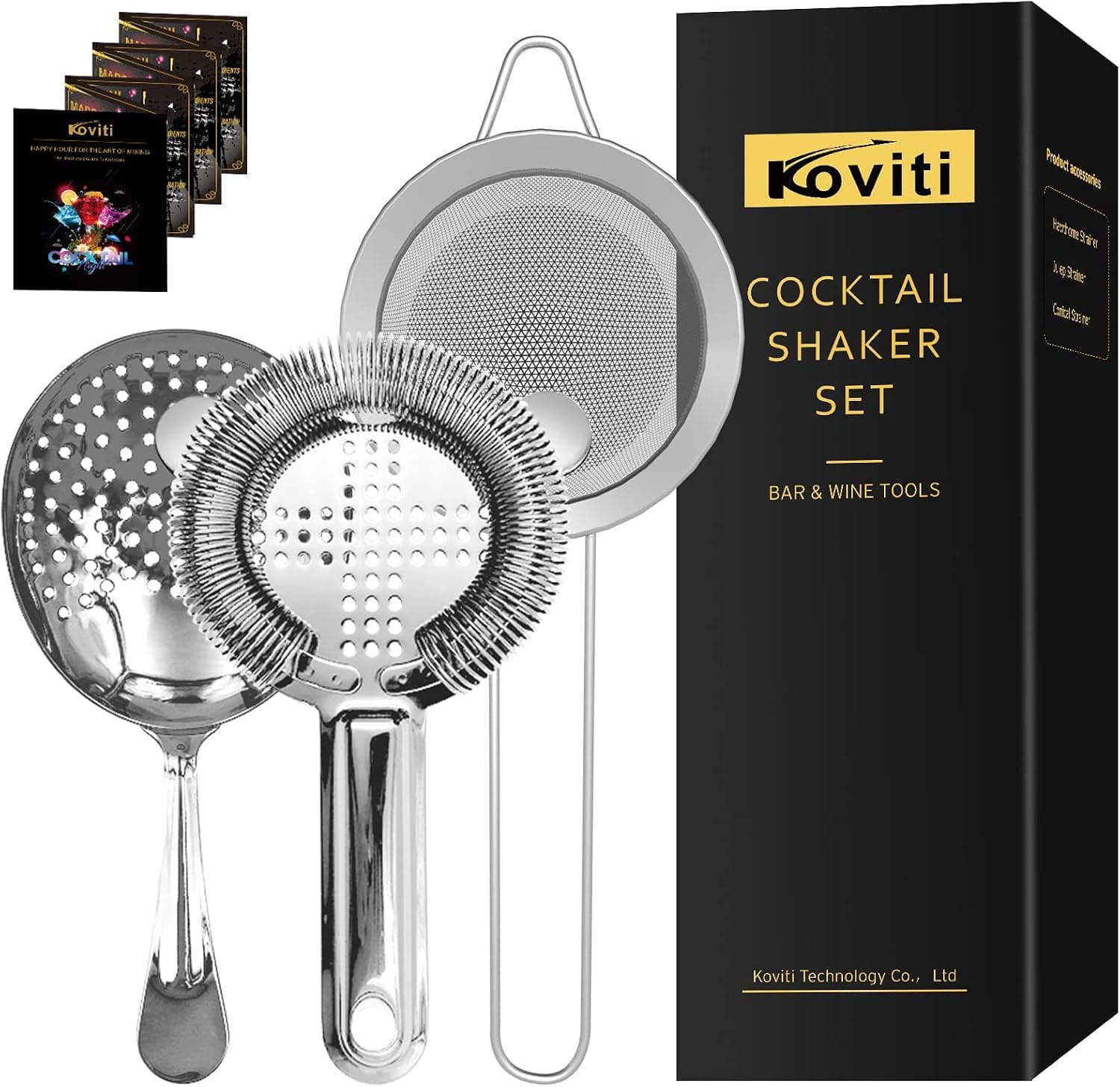 3-Piece Cocktail Strainer Set (Hawthorne, Julep, Fine Mesh)
