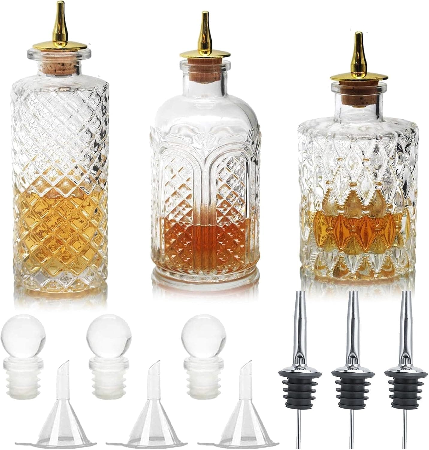 SuproBarware Bitters Bottle for Cocktails - Glass Dasher Bottles with Dash Tops