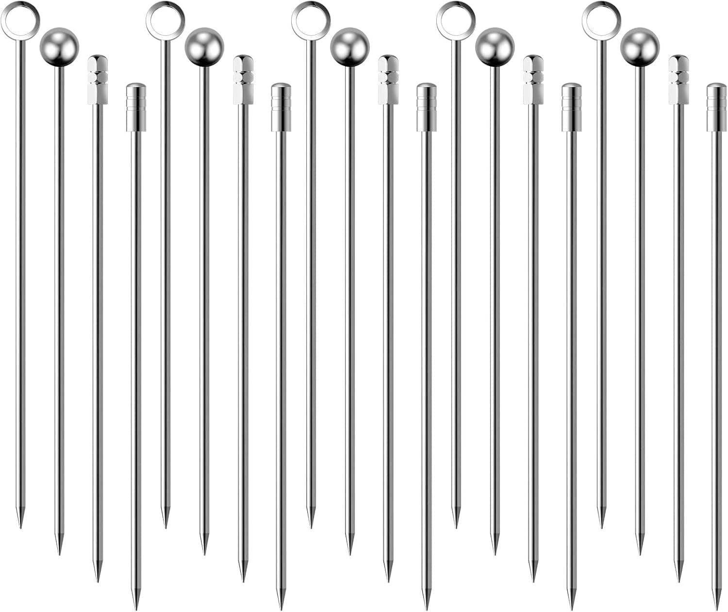 20Pcs Stainless Steel Martini Picks Reusable Metal Cocktail Skewers