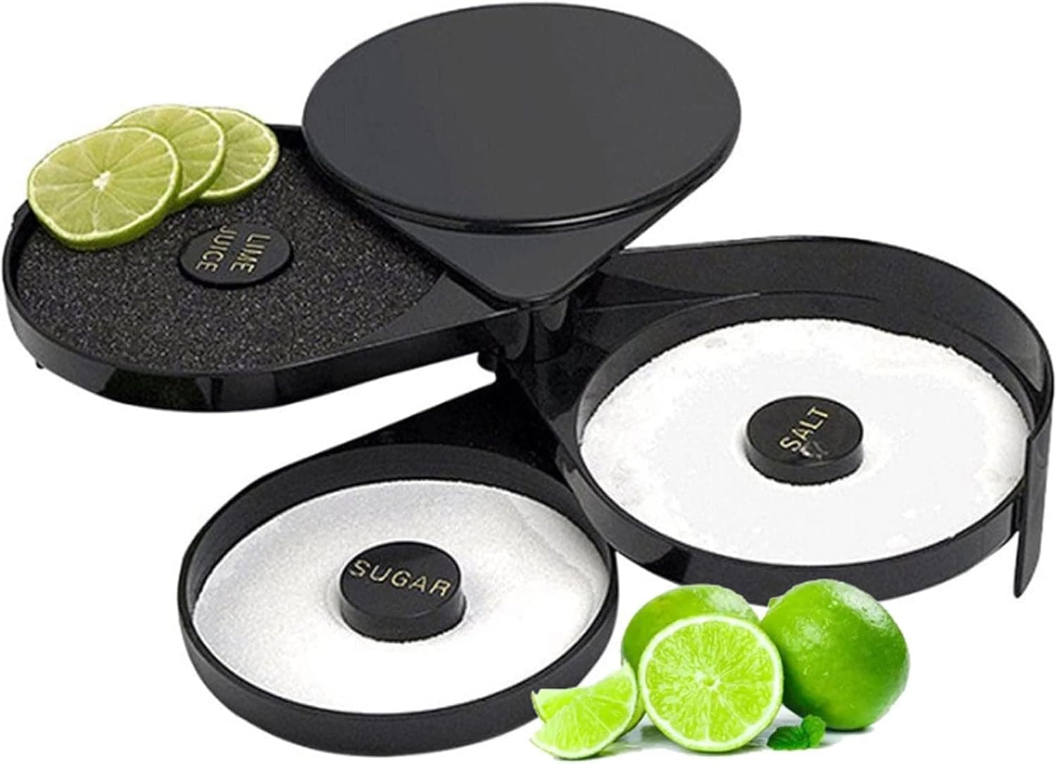 3 Tier Bar Glass Rimmer, Margarita Cocktail Salt and Sugar Glass Rimmer, Bartender Tool (Black)