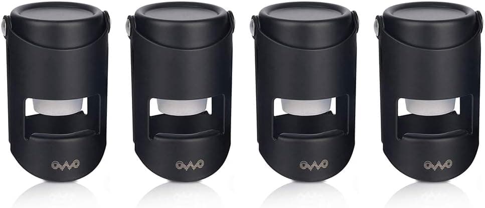 OWO Champagne Stopper, Leak Proof, Food Grade Silicone (Black, 4 Pack)