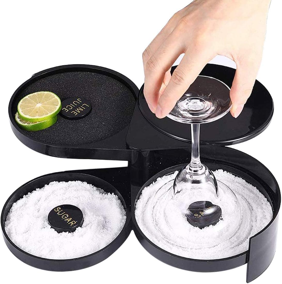 1 Pack 3 Tier Bar Glass Rimmer for Margarita and Cocktail, Salt Box Spice Container