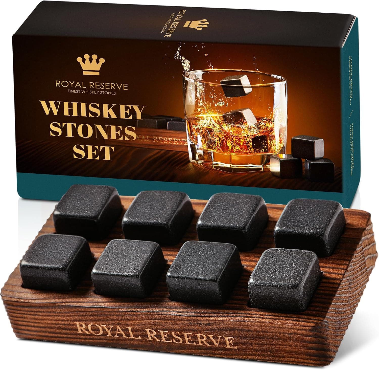 Royal Reserve Whiskey Stones Gift Set, Artisan Chilling Rocks