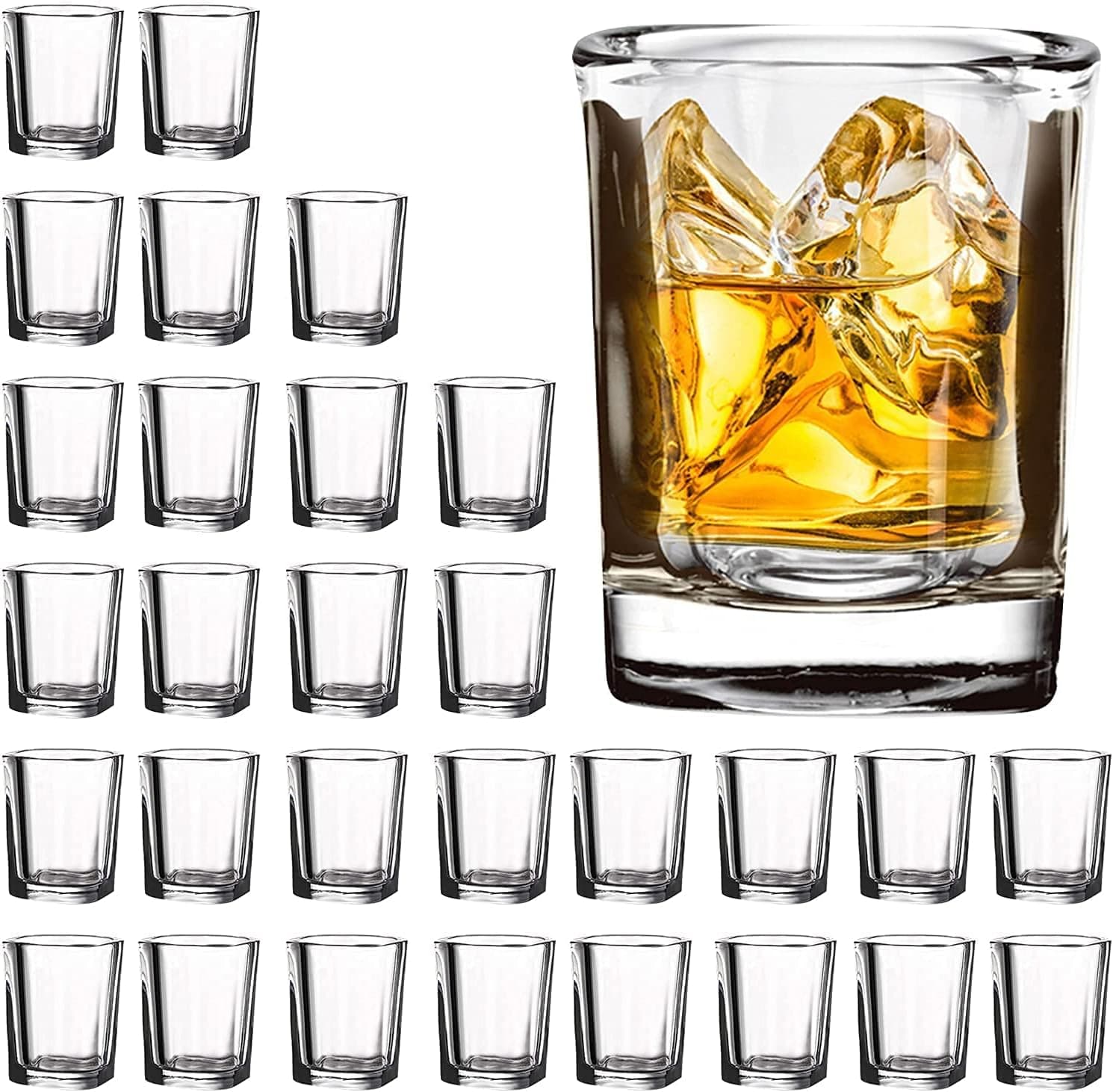 Vivimee 30 Pack Heavy Base Square Shot Glasses, 2.2oz