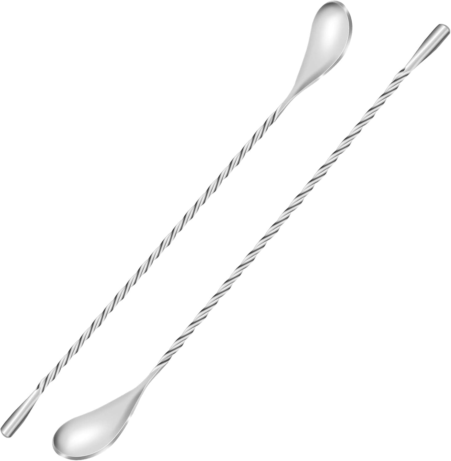 2 Pcs 12in Bar Mixing Spoon Spiral Pattern
