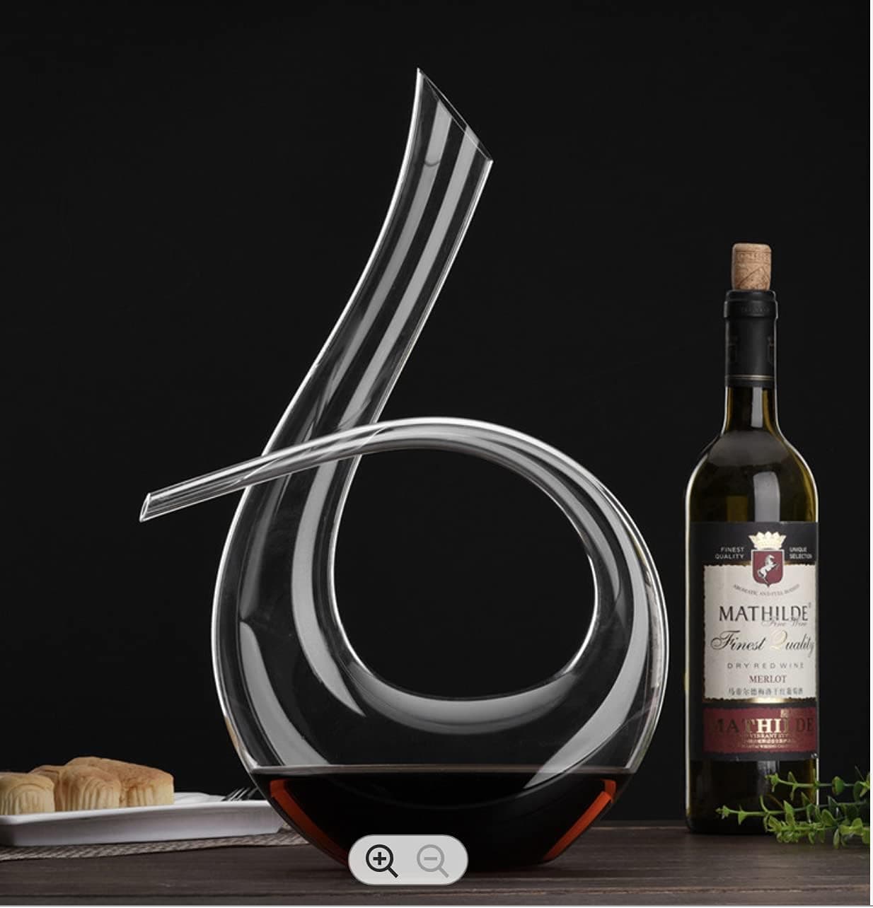 Double U-Shaped Hand-Blown Crystal Wine Decanter