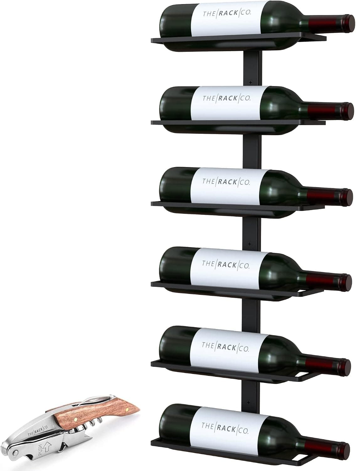 TheRackCo. Wall Series Center Frame Metal Wine Rack (6 Bottles)
