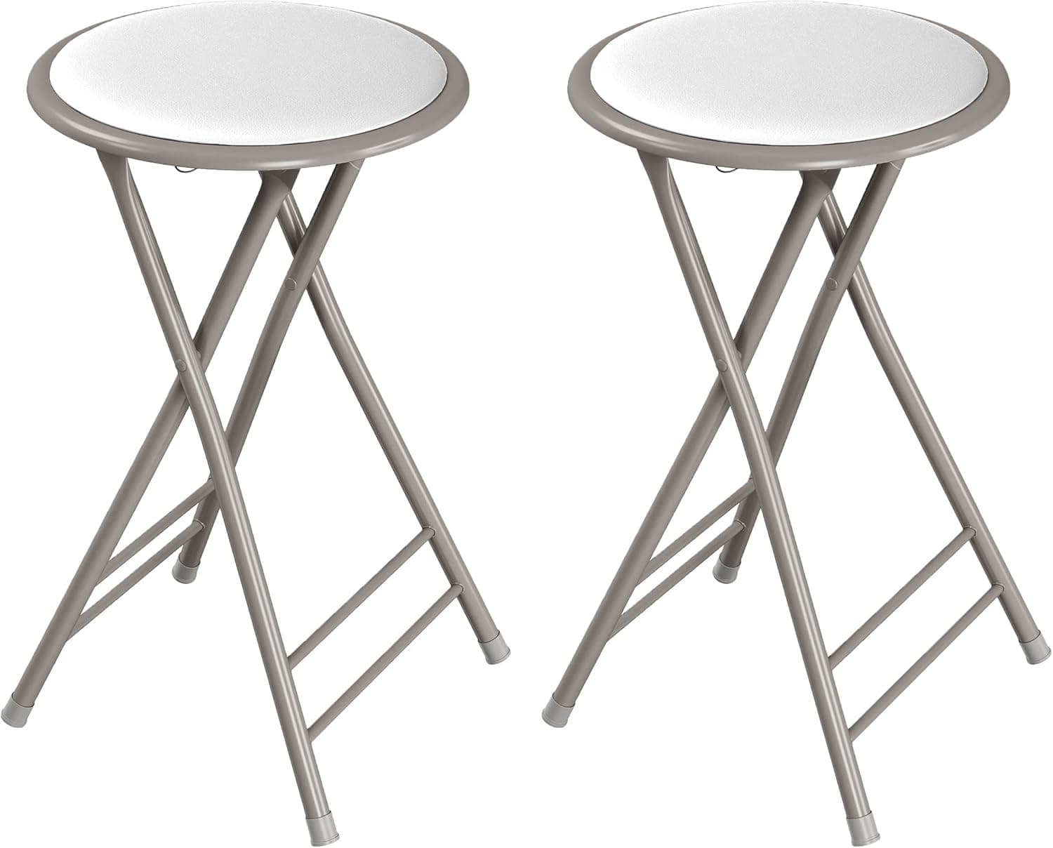 Lavish Home Set of 2 Counter Height Bar Stools, 24-Inch Backless Folding, White
