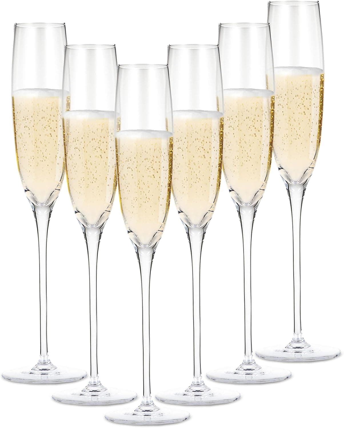 BERKWARE Crystal Champagne Flutes Set of 6, 5.5oz