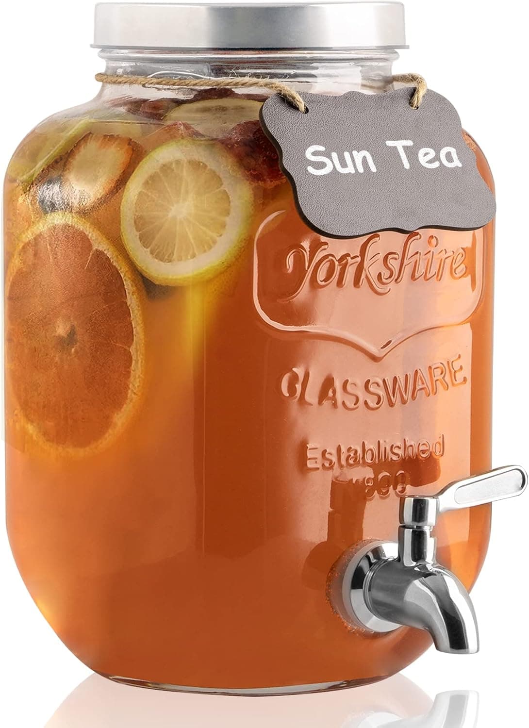 1 Gallon Glass Drink Dispenser with Stainless Steel Spigot