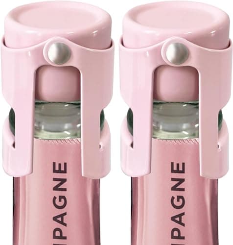 HYZ 2-Pack Champagne Stoppers w/Airtight Seal, Stainless Steel, Pink