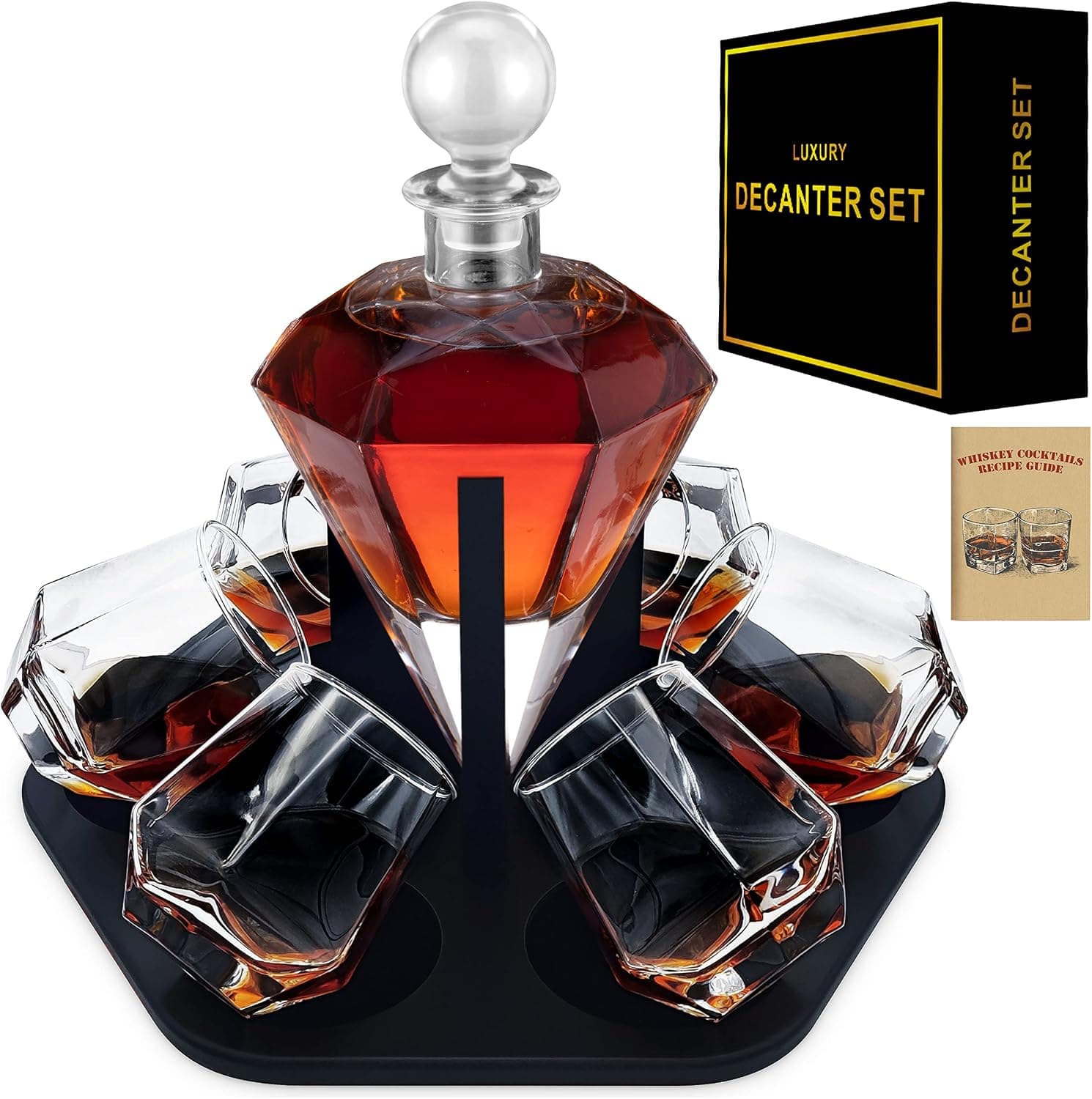 6-Glass Diamond Whiskey Decanter Set for Men