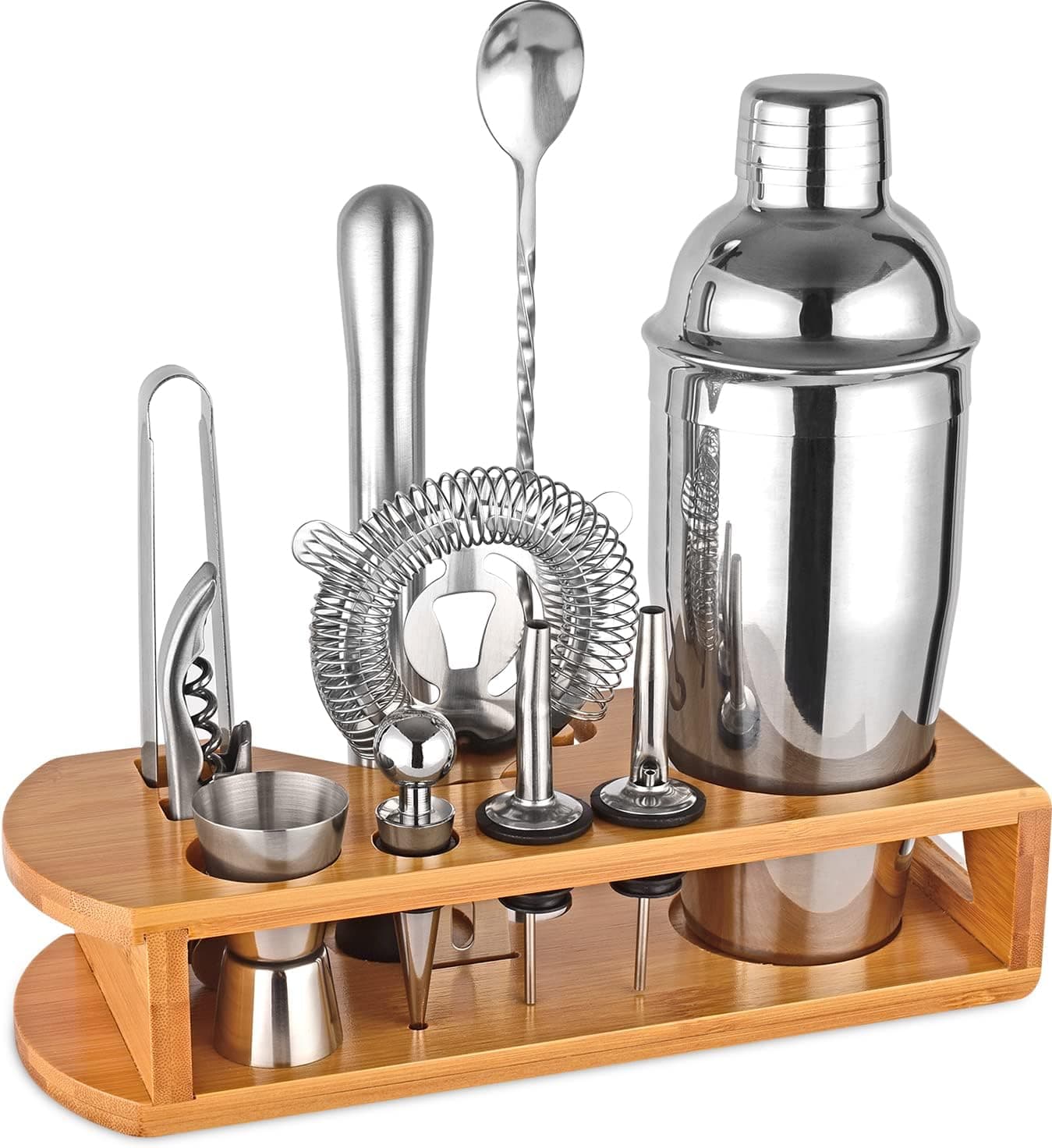 Cocktail Shaker Set Bartender Kit 12-Piece Bar Tool Set with Bamboo Stand
