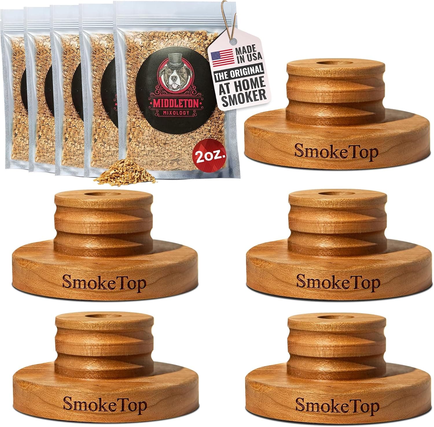 SmokeTop 5 Pack Cocktail Smoker Kit by Middleton Mixology