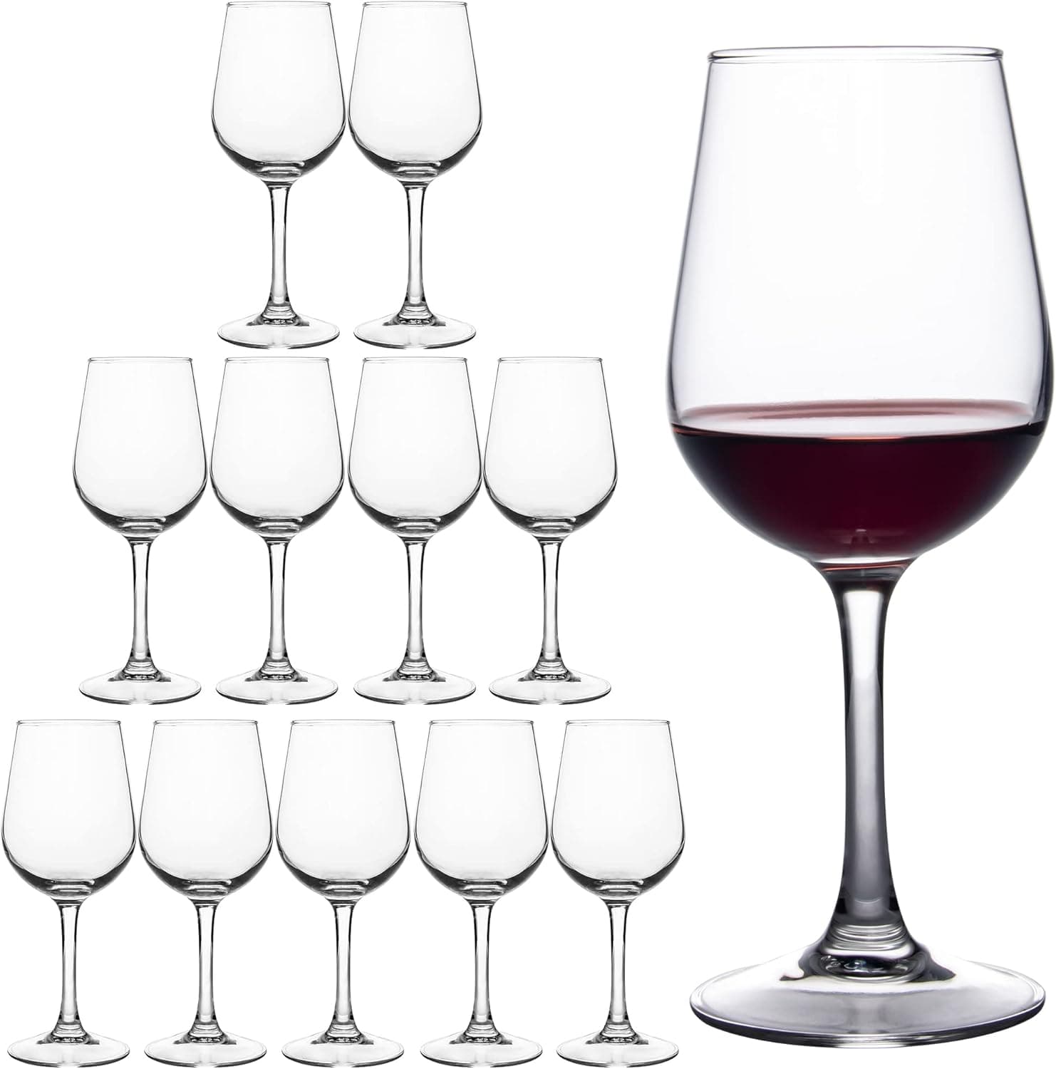 FAWLES Fully Tempered Wine Glasses Set of 12, 12oz, Shock Resistant