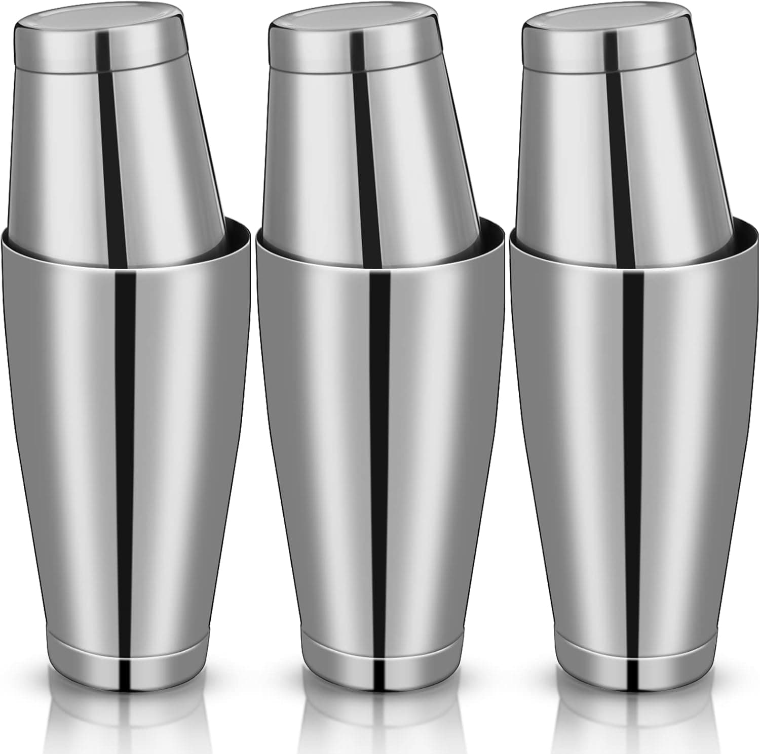 Sabary 6 Pcs Boston Shaker Set 18oz & 28oz Silver