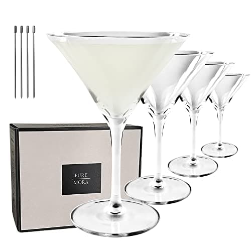 MORA PURE Martini Glasses, Set of 4-7oz - Handblown Premium Crystal Glass for Cockails, Martinis, Home Bar, Cosmos, Gimlet, Parties, Etc - Modern Classic Cocktail Glassware, Gift for Him/Her
