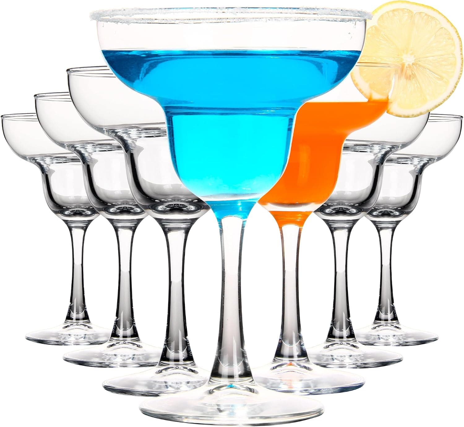 SHYRC Margarita Glasses Set of 7, 8oz Stemmed Cocktail Glasses